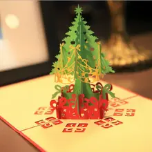 5 шт./лот 15X15 см Материал 3D открытка на заказ Рождественская открытка с конвертом Приглашение Рождественская Елка зеленая бонсай