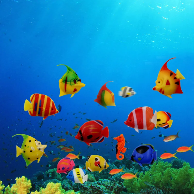 

10/pcs Plastic Fake Fish Floating Artificial Fish Small Tropical Fish Simulation Vivid Landscape Aquarium Ornament Decoration