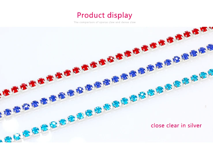 buy sewing supplies online 10yard 1Row ss6 ss12 ss16 colour Crystal Glass rhinestone Silver Cup claw close chain sewing Trim craft for Garment accessories Sewing Needles