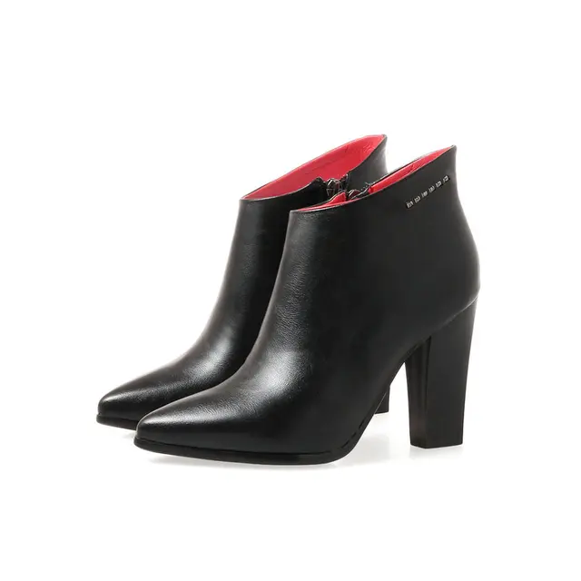 Buy Genuine leather women boots poined toe high heels