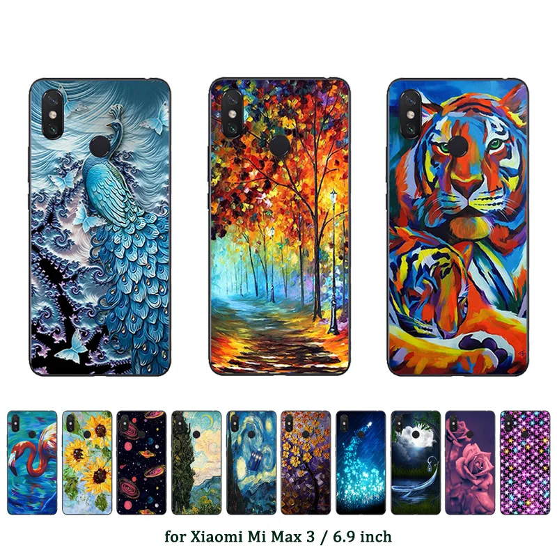 

TPU Case For Xiaomi Mi MAX3 Soft Silicone DIY Cover 6.9 inch for Xiomi Mi MAX 3 Mobile Phone Oill Printed Protection Shell