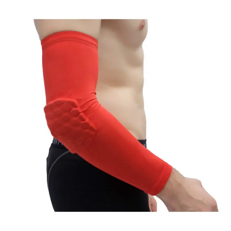 2 Pieces/Pair Men Breathable Sports Honeycomb Long Elbow Support Brace Pad Protector Sport Basketball Arm Sleeve Sports Warmers