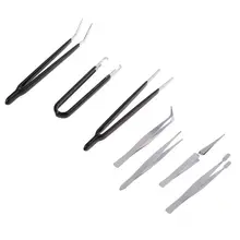 7 шт./компл. антистатические Электроника Пинцет прямой изогнутые электронные ремесло Ремонт Инструменты