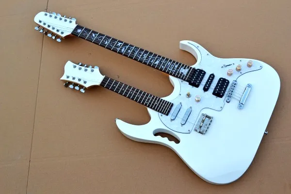 

Premium custom electric guitar, one 8-string, one 12-string, bright white, free delivery.