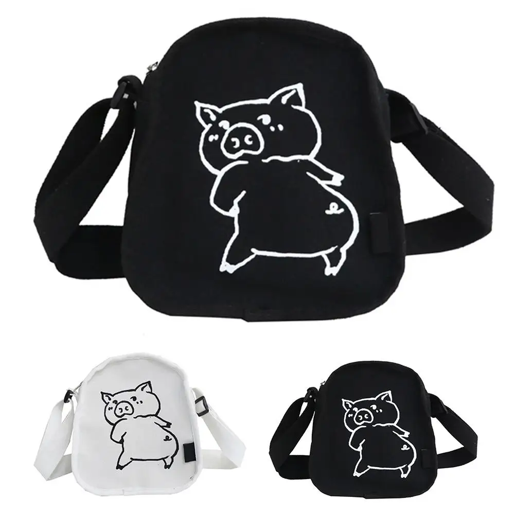

Hot Women Summer Cartoon Cute Pig Print Canvas Crossbody Pouch Single Shoulder Bag Gift