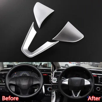 

YAQUICKA 3Pcs/set Auto Car Steering Wheel Trim Frame Covers Car-styling Sticker Fit For Honda City 2015 2016 2017 ABS