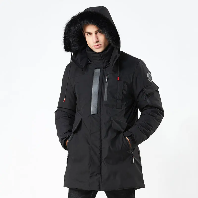 40 градусов мужская зимняя куртка мужская с меховым воротником с капюшоном, утолщенная теплая парка, повседневная хлопковая стеганая Брендовая верхняя одежда, куртки, пальто AW31