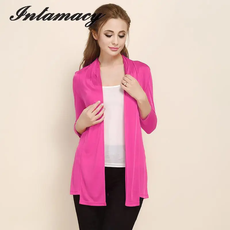 

The New Spring And Summer Ladies Knitted Silk Pure Cardigan Long Sleeved Shirt In Long Coat