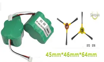 

2 Pieces/lot Robot Cleaner Battery 3500mAh 6V Battery for for D73 D76 + 2pcs Side brushes
