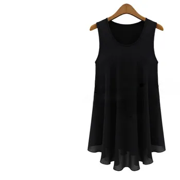 

Woman Spring Plus Size Solid Chiffon Tank Tops Female Summer Oversized Hedging O-neck Loose Chiffon Tees Lady Thin Tops Lady Tee