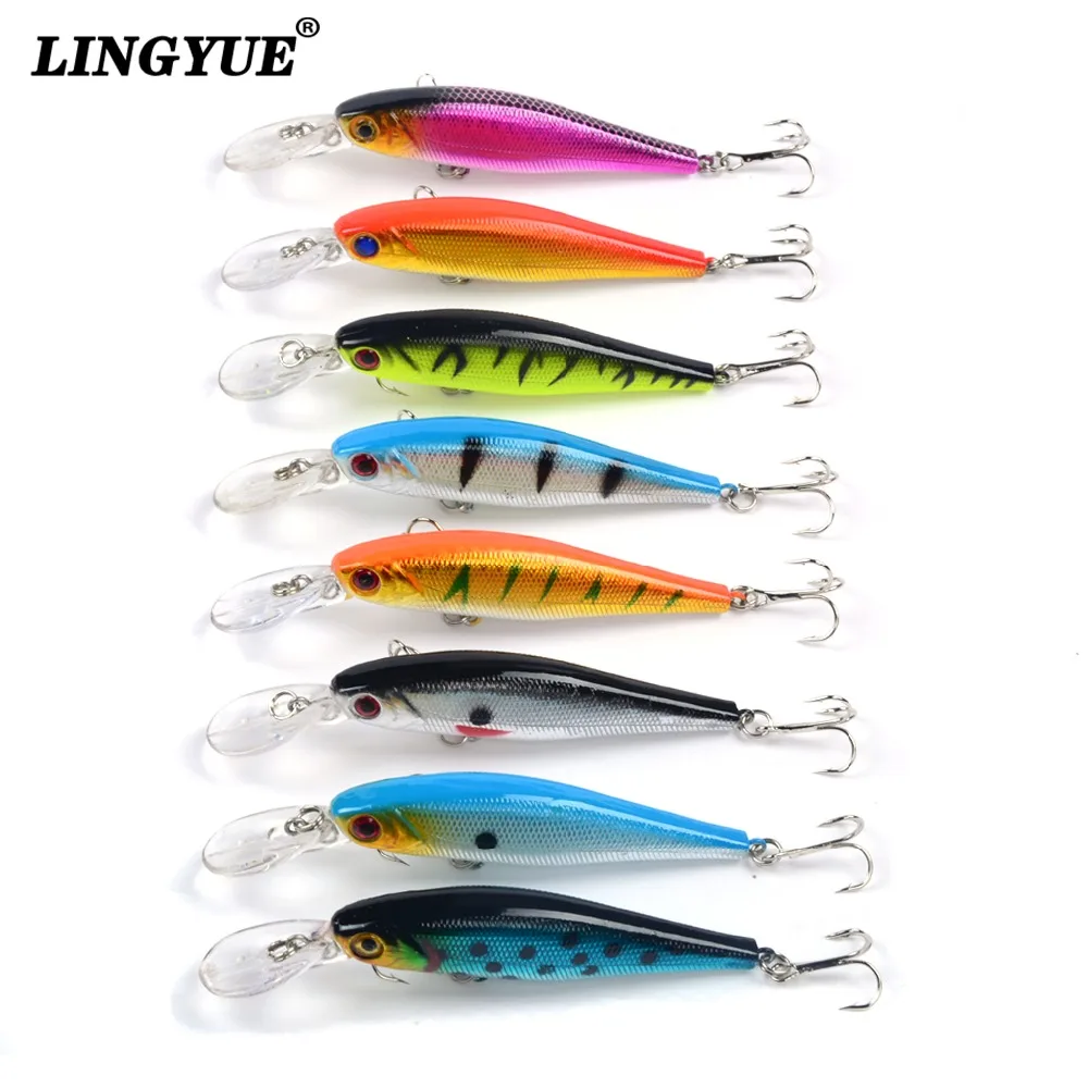 

8pcs/lots Hard Minnow isca artificial bait 10cm/9.2g fishing lure floating crankbait Plastic wobbler free shiping