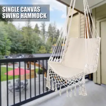 

Nordic Style White Hammock Outdoor Indoor Garden Dormitory Bedroom Hanging Chair For Child Adult Swinging Single Safety Hammock