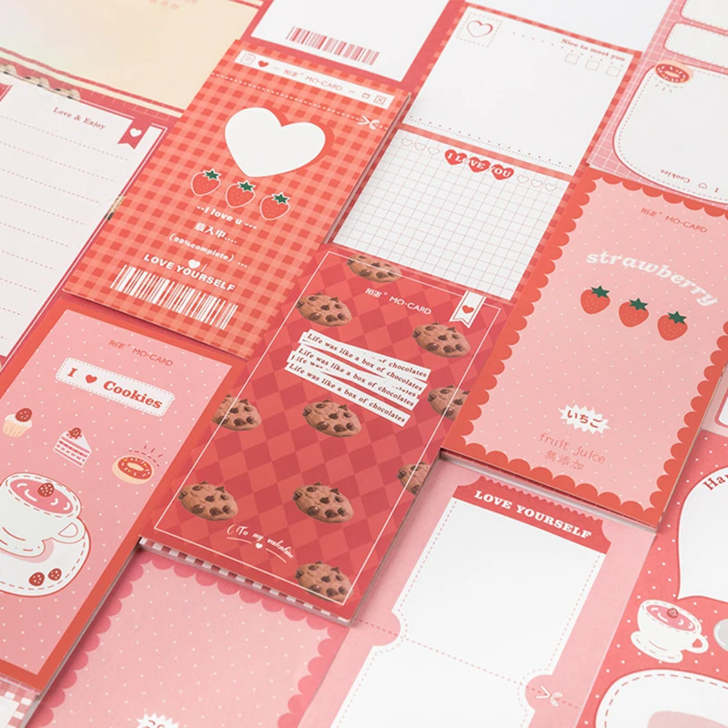 

Kawaii Strawberry Series Memo pad Girl Diary DIY Portable Notepad Planner Sticky Notes Cute Stationery School Office Supply