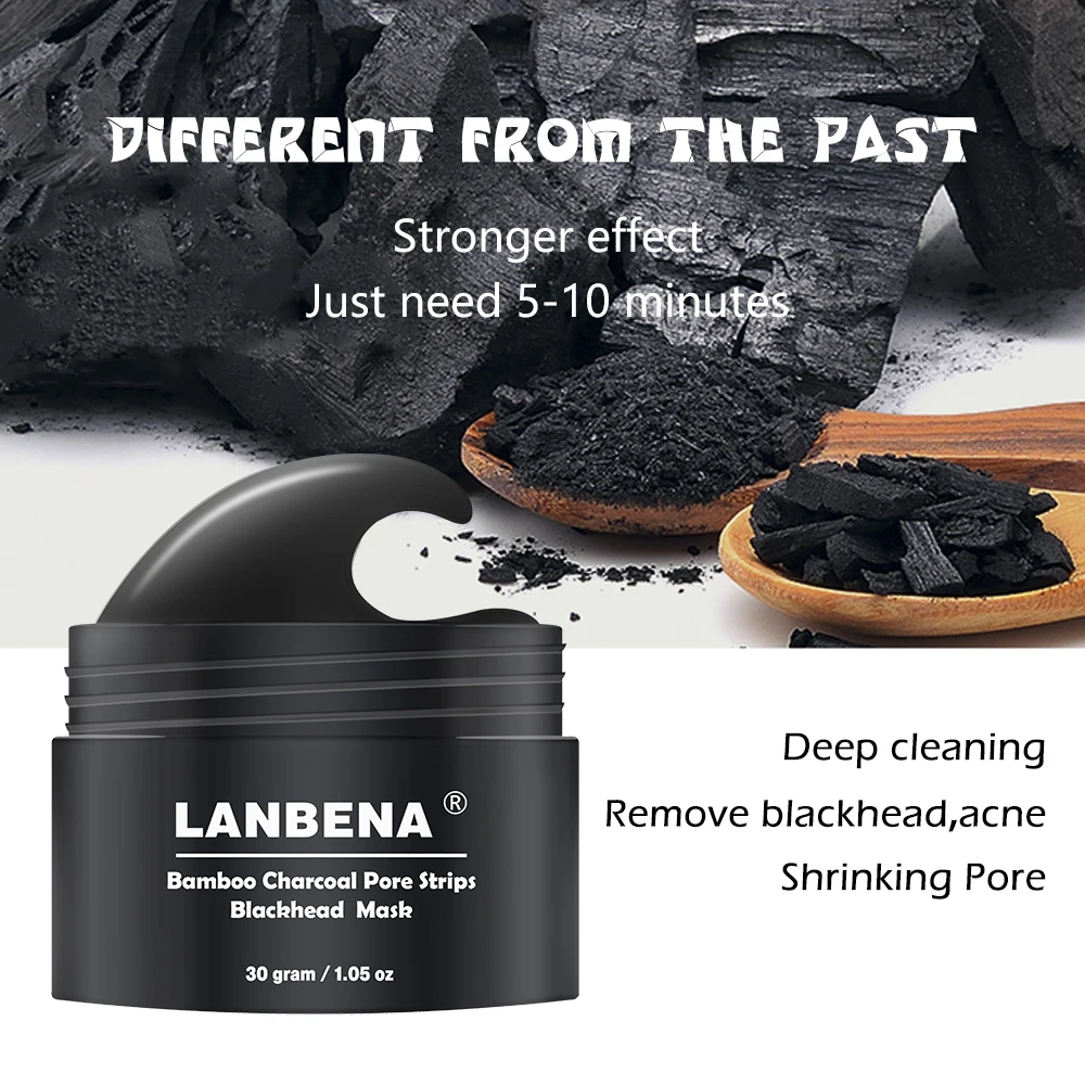 

LANBENA Black Deep Cleaning Face Mask Acne Treatment Blackhead Remover Nose Peel Off Mask Pore Strip Essence Skin Care