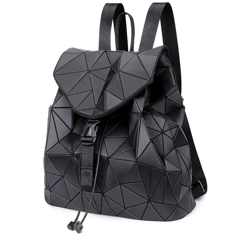 Женский лазерный Светящийся рюкзак, мини Геометрическая сумка на плечо, складные школьные сумки для студентов, для девочек-подростков, голограмма, рюкзак Bao - Цвет: Black