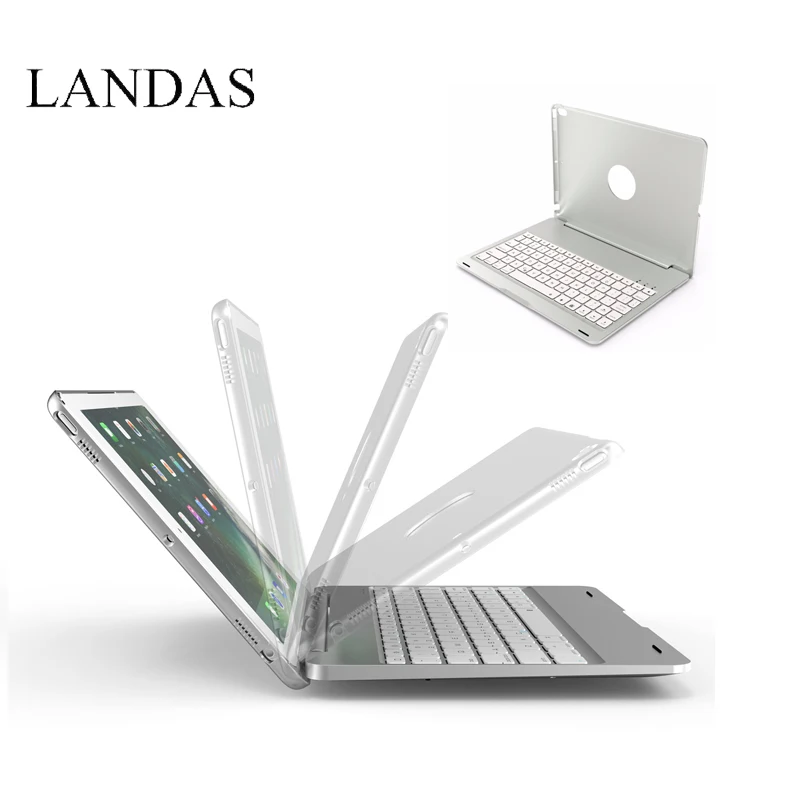 Landas Bluethooth Backlit Keyboard Case Cover For iPad Air Wireless Bluetooth Keyboard Case For iPad 5 A1476 A1474 A1475 + Gift