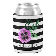 Черная полоса и розовый цветочный персональный охладитель Свадебные сувениры держатель банки пива невесты принадлежности для душа напитки Термосумка для напитков