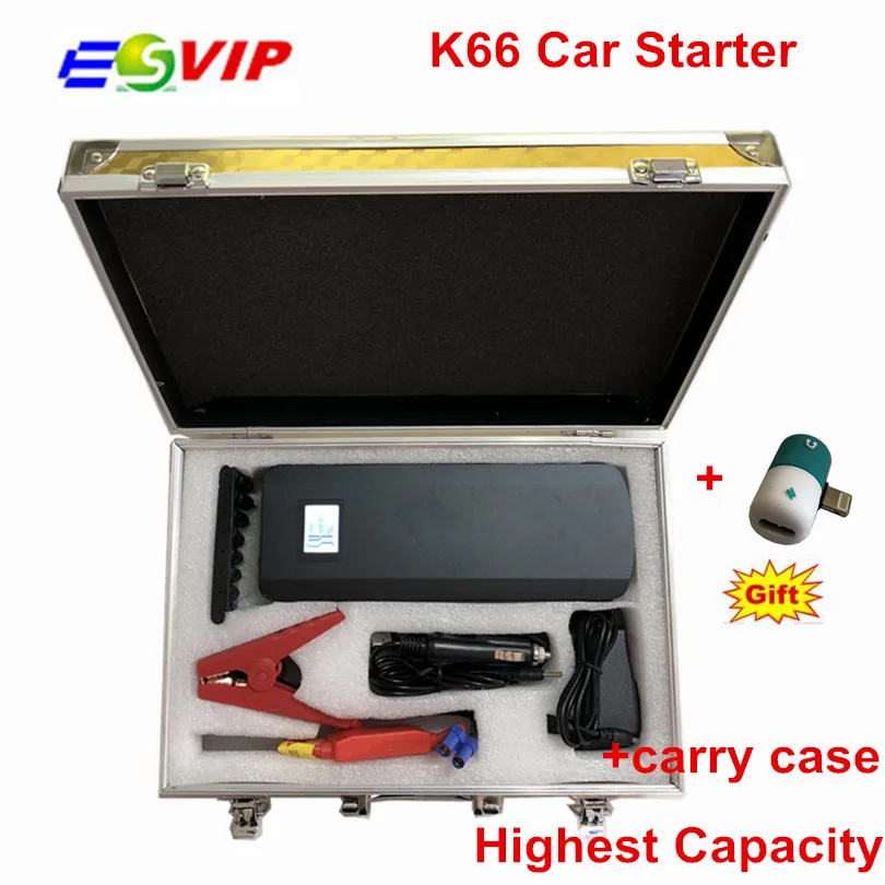 

Newest K66 Black Car battery car jump starter 12V emergency power bank jump starter 21000mah Emergency Kit with Carry Case