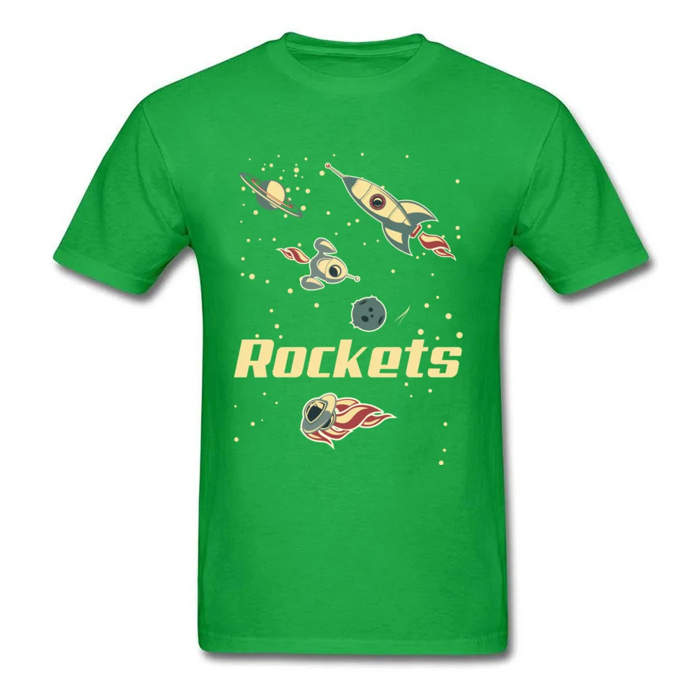 Rockets 100% Cotton Fabric T Shirt for Men Short Sleeve comfortable Tops & Tees Plain Summer Autumn O Neck Tops Shirts Custom Rockets green