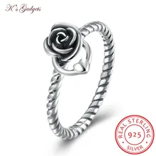 K de gadgets sólido 100% plata esterlina 925 anillo Vintage Rose flores forma ol Accesorios joyería corazón Anillos para las mujeres