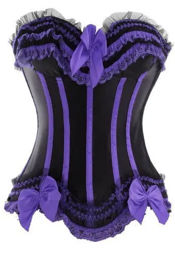 

Black and Purple lace up boned corset busiter underwear costume S-6XL instyles