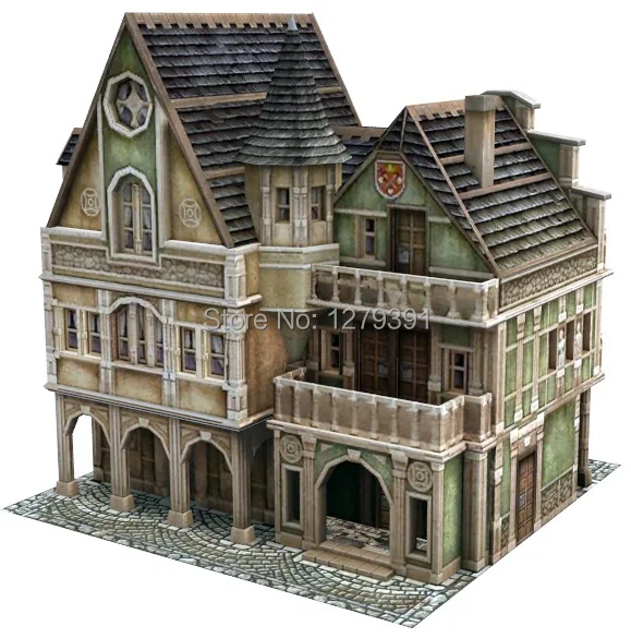Free Shipping 1:87(HO) paper model kit: Medieval Residence 1,scale can ...