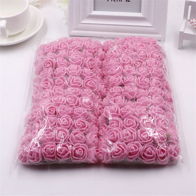 

60PCS/Pack Artificial Flower Foam Rose Handmade DIY Hairpin Garland Jewelry Material Wedding Birthday Party Decoration Supplies