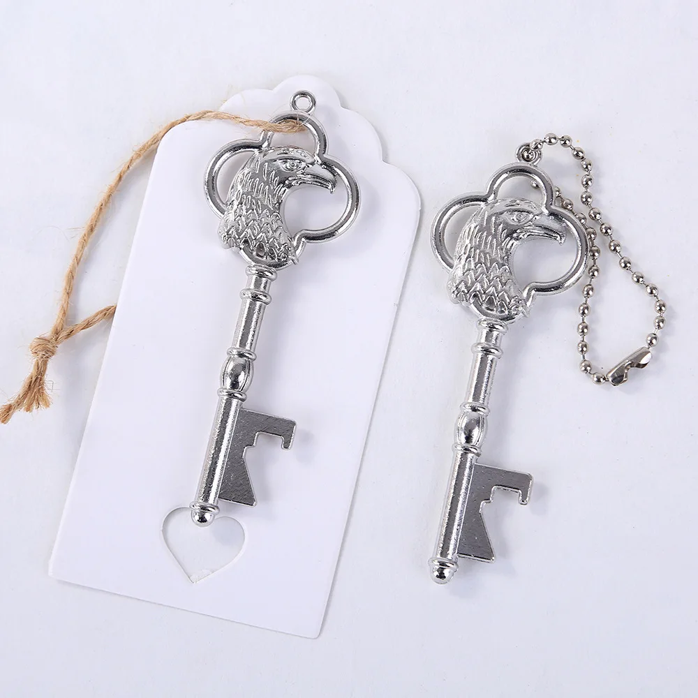 Quevina100pcs/lot Китайский Ретро Стиль цинковый сплав пива ключ форма открывалка для бутылок штопор брелок для ключей на цепочке Подарочный карты