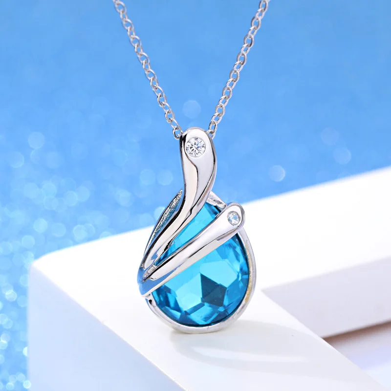 water drop crystal wedding necklaces women (1)