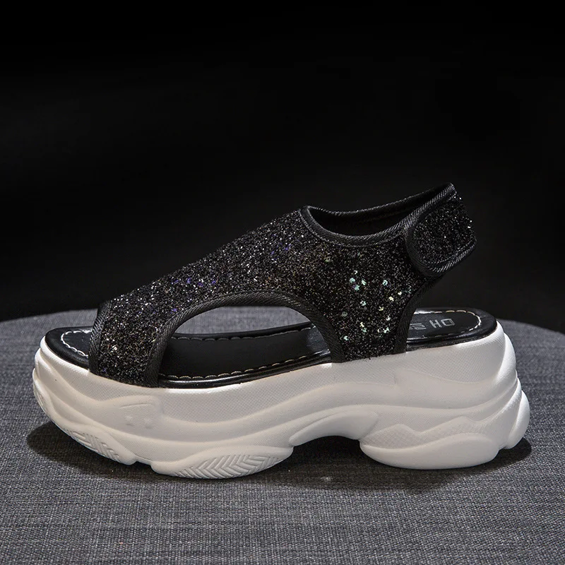 Women Sports Sandals 2019 Woman Platform Glitter Chunky Sandals Shoes Fashion Brand Wedges High 6 cm Blingbling Sandals SP-51 Women Sports Sandals 2019 Woman Platform Glitter Chunky Sandals Shoes Fashion Brand Wedges High 6 cm Blingbling Sandals SP-51