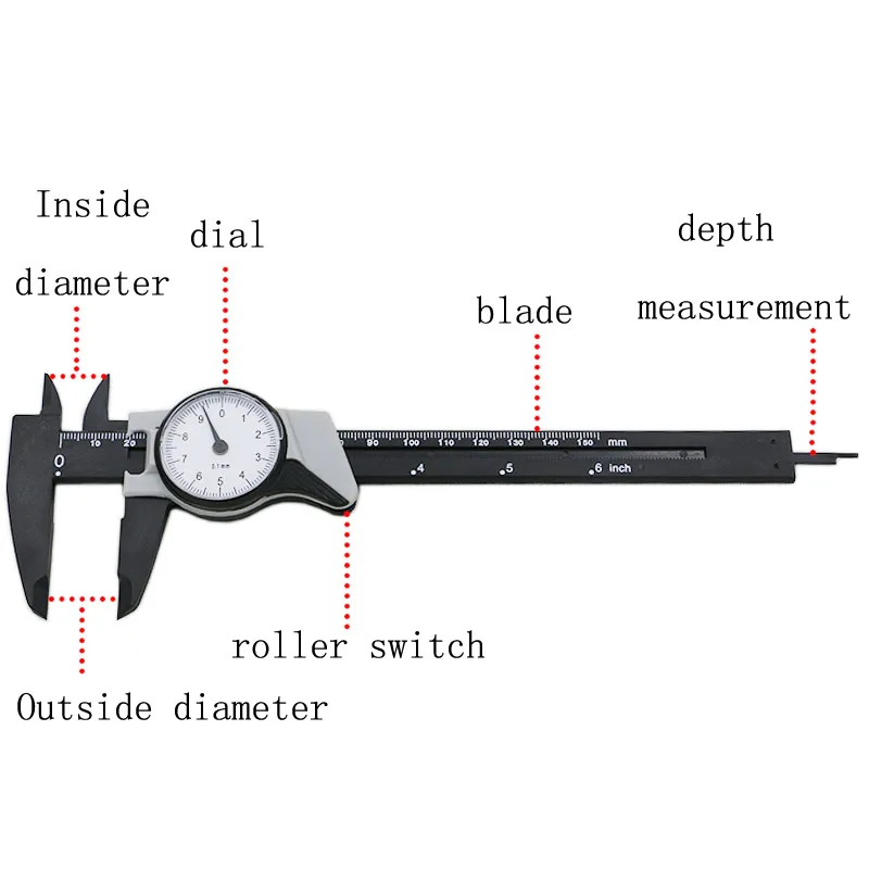 Штангенциркуль 0-150 мм/0,1 Ударопрочный пластиковый штангенциркуль метрический микрометр измерительный инструмент