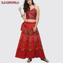 Raisvern юбки Boho Хиппи Женская длинная Макси Повседневная юбка пляжная одежда цельная Летняя Сексуальная Женская винтажная юбка с цветочным принтом