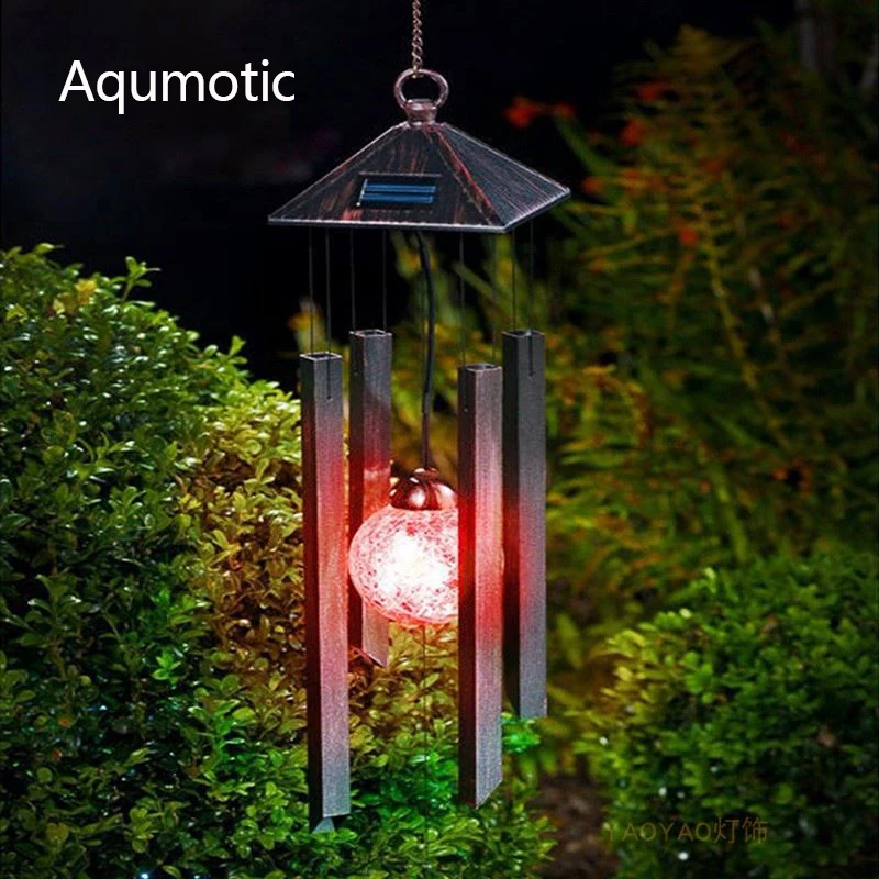 

Aqumotic Solar Lighted Wind Chimes Black Led Color Changing Solar Wind Chime Light Up Outdoor Garden Decorative Lights
