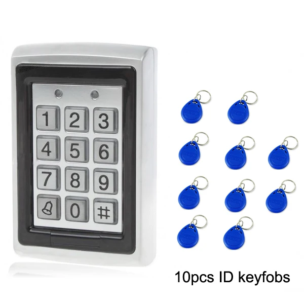 RFID металлический контроль доступа с картой EM кард-ридер клавиатура с 1000 пользователей 125 кГц кард-ридер Клавиша клавиатуры Fobs доступ к двери - Цвет: AC and 10pcs ID key