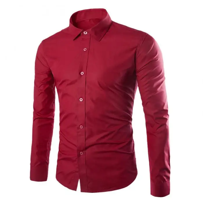 Spring Autumn Men Shirt Long Sleeve Solid Color Easy-care Anti Crease Man Casual Shirts M-3XL GDD99