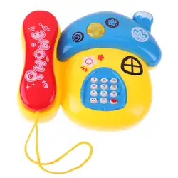 Дети Пластик гриб Форма игрушка телефон светодиодный свет мигает Музыка звук мобильного телефона электронный рано Обучающие игрушки