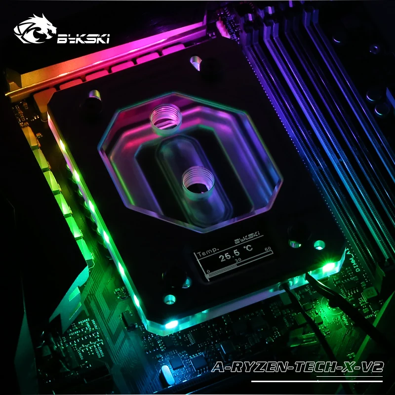 Bykski A RYZEN TECH X V2 для AM3/AM4 X399 Температура цифровой Мониторинг водоблок температура
