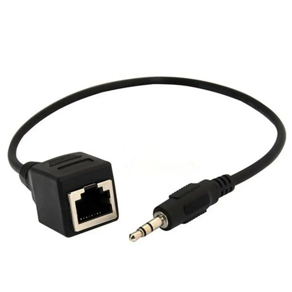 3,5 мм 1/" штекер аудио кабель к RJ45 гнездо Ethernet адаптер короткий кабель