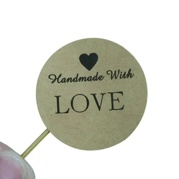 

Stock Brown Kraft paper Handmade with LOVE gift packaging sealing sticker decoration packing label stickers