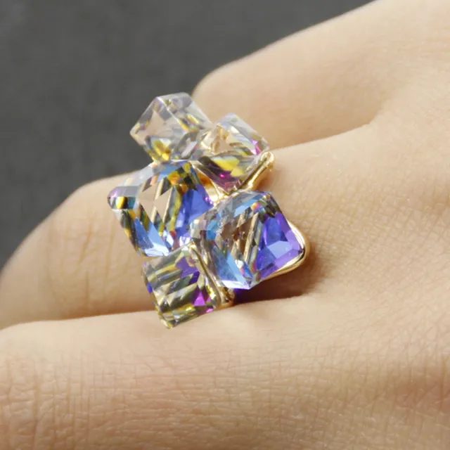 Elegant Engagement Gifts Wedding Gallery Elegant Party Engagement Gift Jewelry 4 Colors Rose Gold Filled Gl Crystal Cube Rings For Women