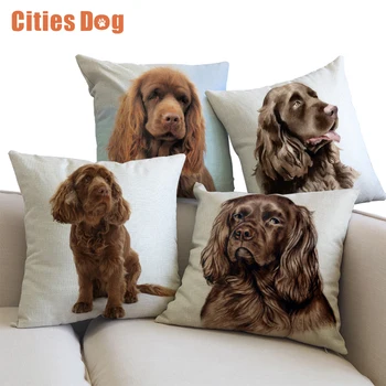 

Sussex Spaniel Decorative Cushion Animal dog Pillows cojines 45x45 decoracion Dogs pattern throw Car Pillow Cushions