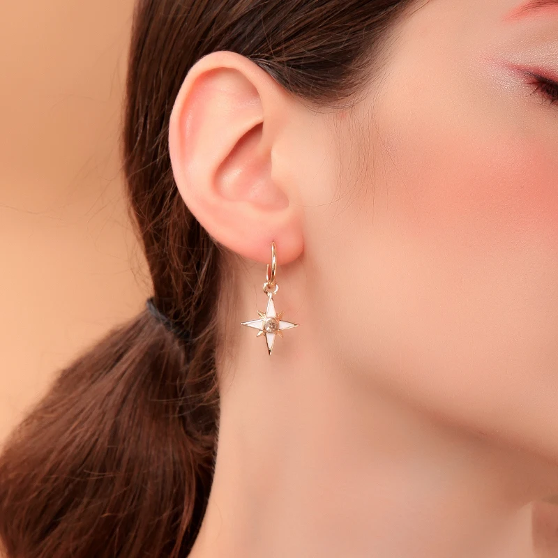 

Joolim White Moon Star Hoop Earring Delicate Earring Design Jewelry