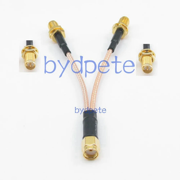 

Y type 2 two RP SMA female to 1 one RP SMA male plug branch T RF Pigtail extension cord RG316 20cm Cable 8in 8''
