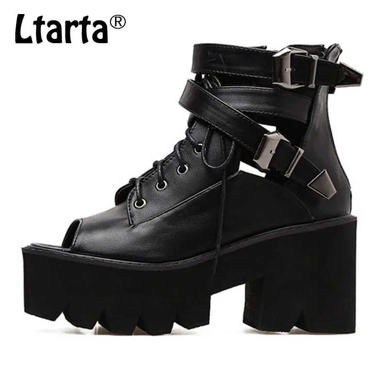 

COWCOM 2019 Summer New Thick-soled Muffin With Belt Buckle Chunky Heels Sandals JXQ-8354