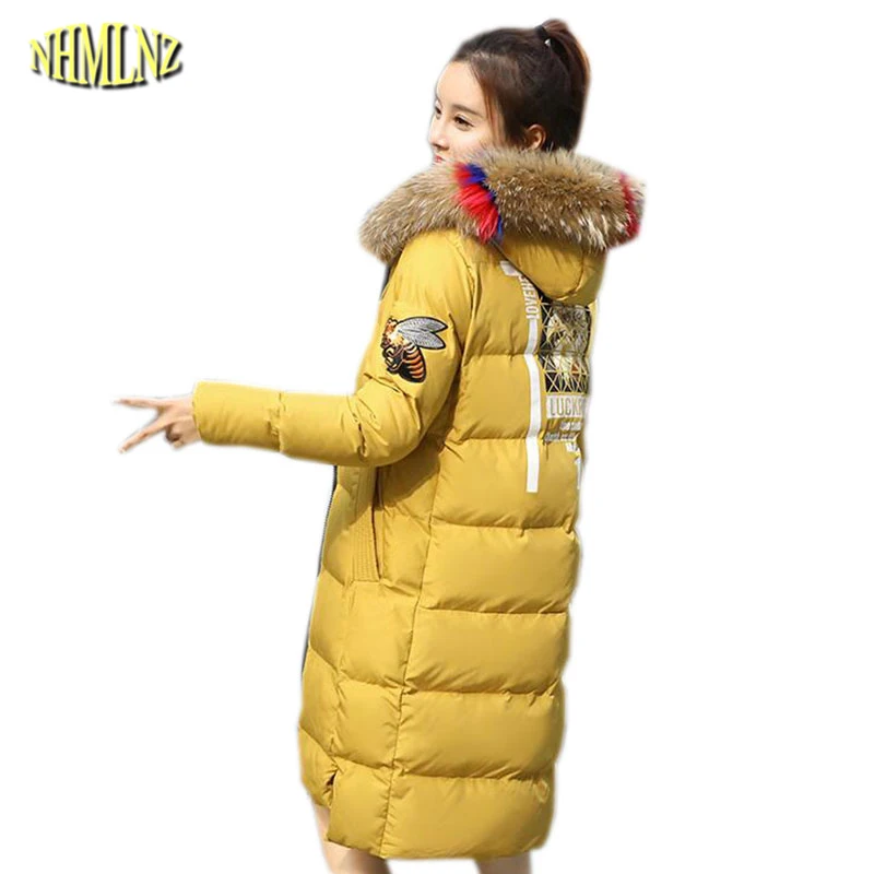 

Winter Down Jacket Women New Leisure Large Size Coat Hooded Fur Collar Overcoat White Duck Down Warm Thick Down Jacket OK644
