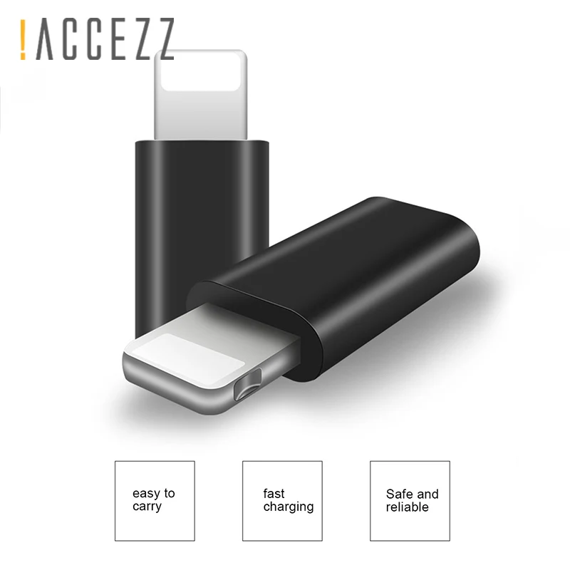 ACCEZZ Micro USB Женский адаптер для Apple OTG конвертер зарядки данных для iphone 5 6 7 8 Plus XS MAX XR для ipad Mini адаптеры