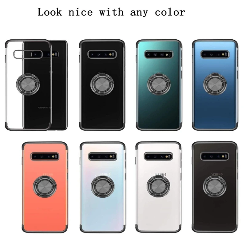 Case For Samsung Galaxy S10 E S10 Plus Cover Ring Kickstand Magnetic Car Mount Plating TPU Case For Samsung Galaxy S9 S8 Plus (9)_conew1