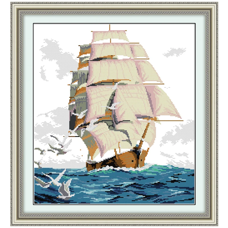 

Sailng Patterns Counted Cross Stitch 11CT 14CT Cross Stitch Set Wholesale Scenery Cross-stitch Kits Embroidery Needlework