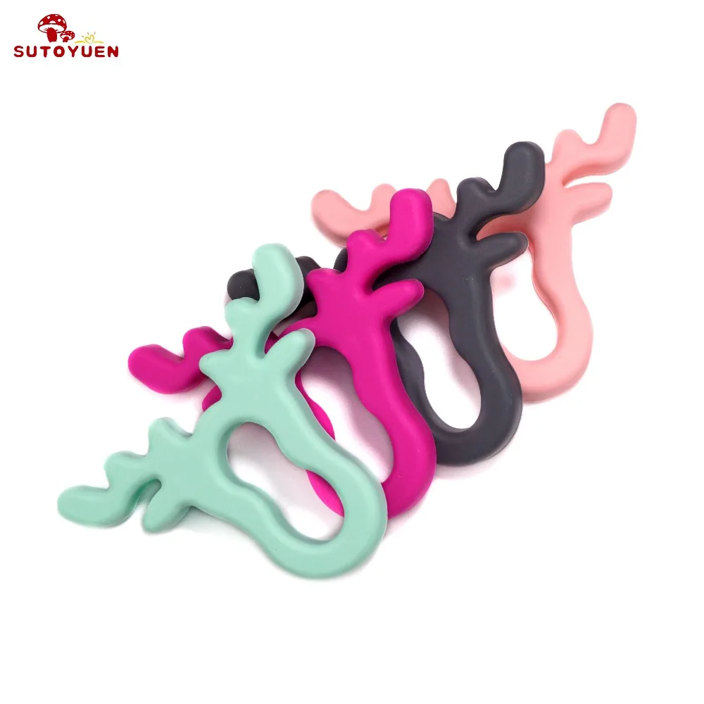 Deer Horn Silicone Teether Toys DIY Baby Teething Dummy Pacifier Sensory Pendant