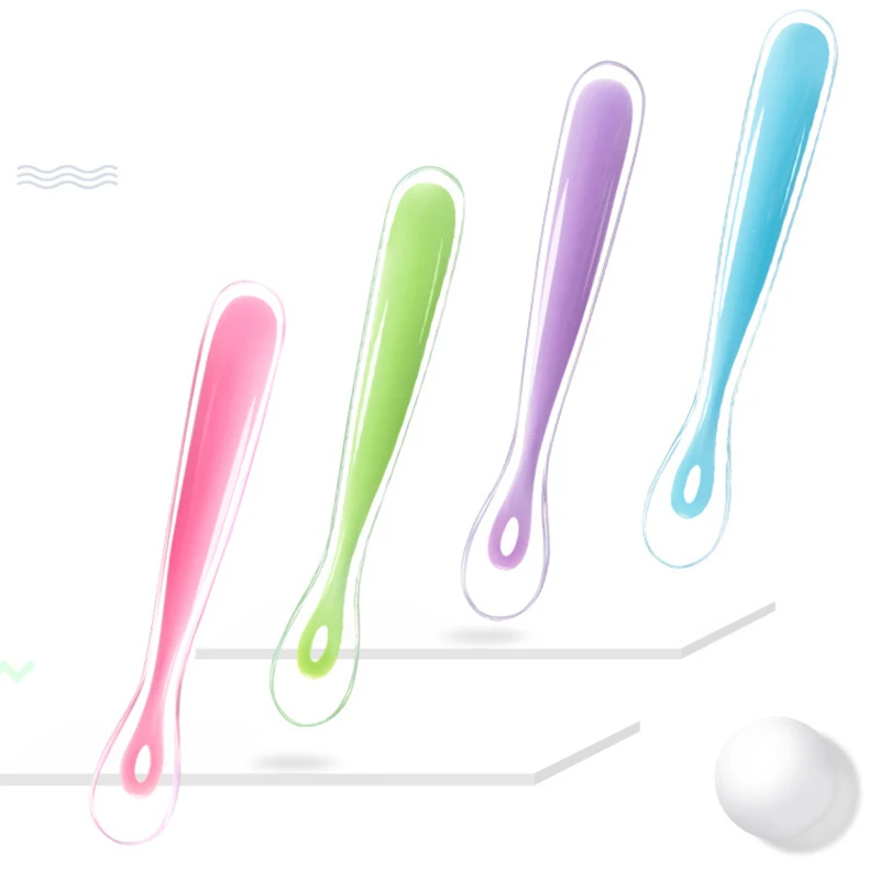 4 цвета, мягкая Нетоксичная силиконовая ложка для кормления детей, однотонная детская ложка, детская кормушка, столовые приборы, посуда, подарок для детей